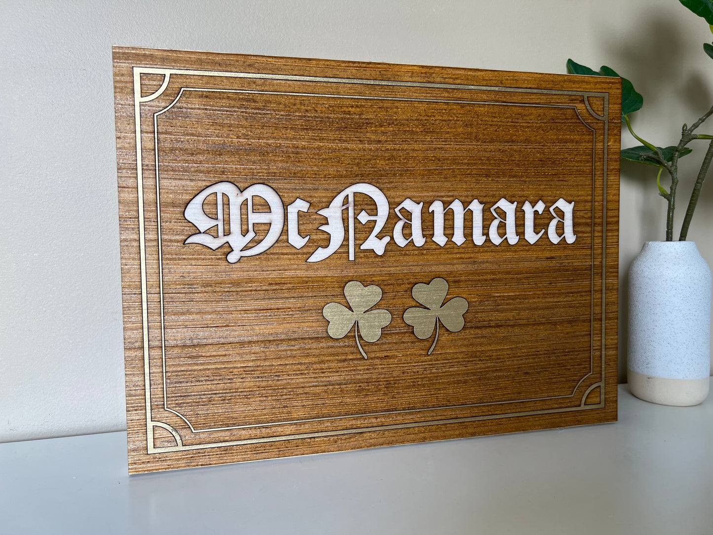 Custom Name Shamrock Sign