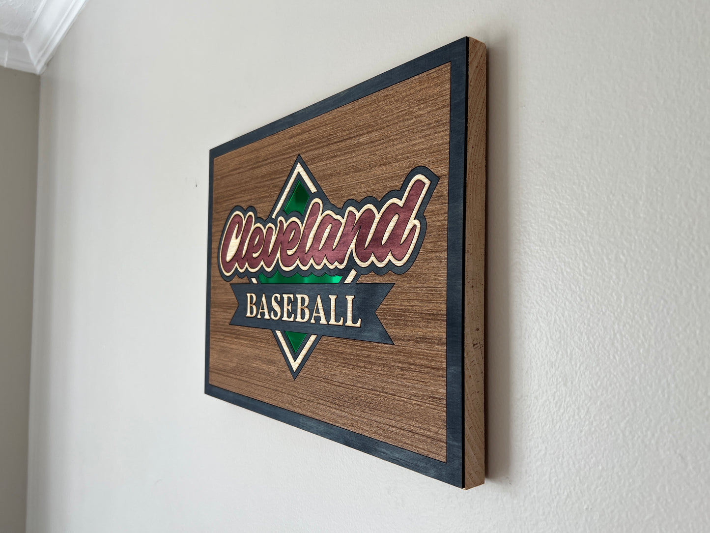 Cleveland Baseball Mirrored Diamond Sign