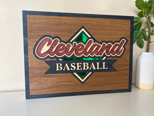 Cleveland Baseball Mirrored Diamond Sign