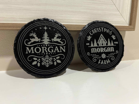 Custom Name Christmas Coasters