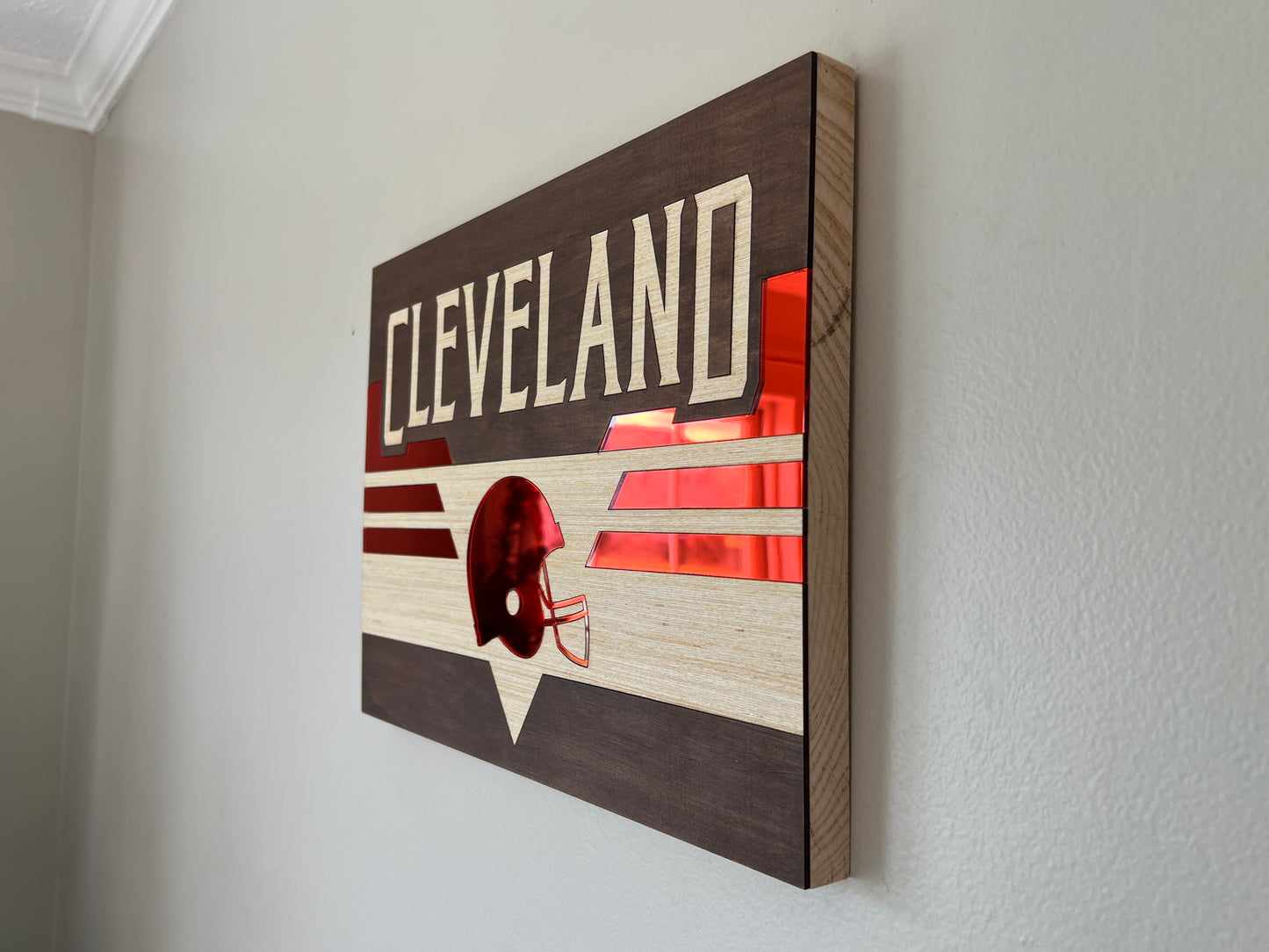 Retro Mirrored Cleveland Football Sign