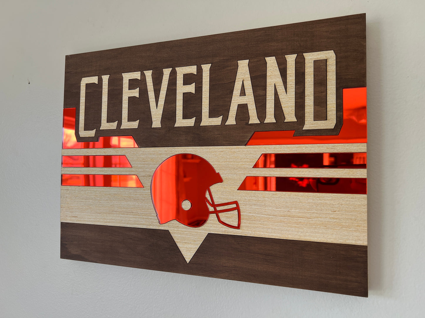 Retro Mirrored Cleveland Football Sign