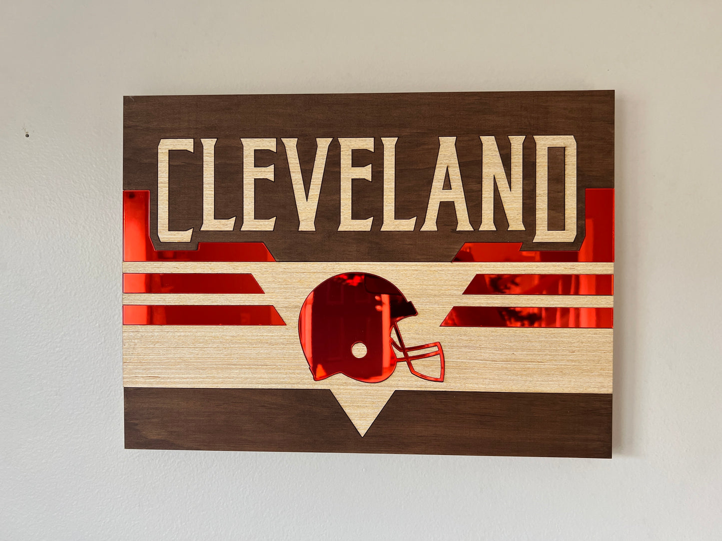 Retro Mirrored Cleveland Football Sign