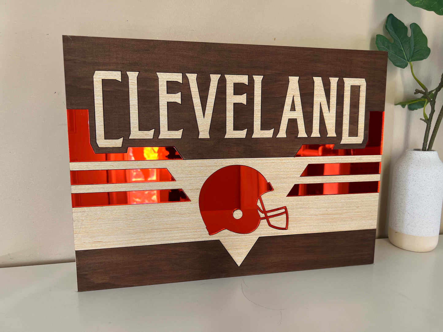 Retro Mirrored Cleveland Football Sign